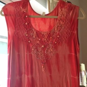 Reba High Low Tie Dye Patterned Dress with Beads